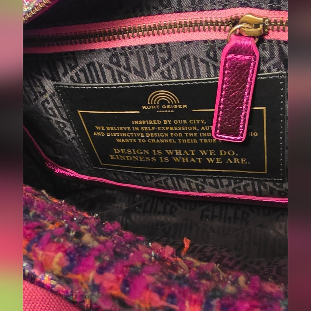 Kurt Geiger Pink Tweed Bag - Picture 9 of 11